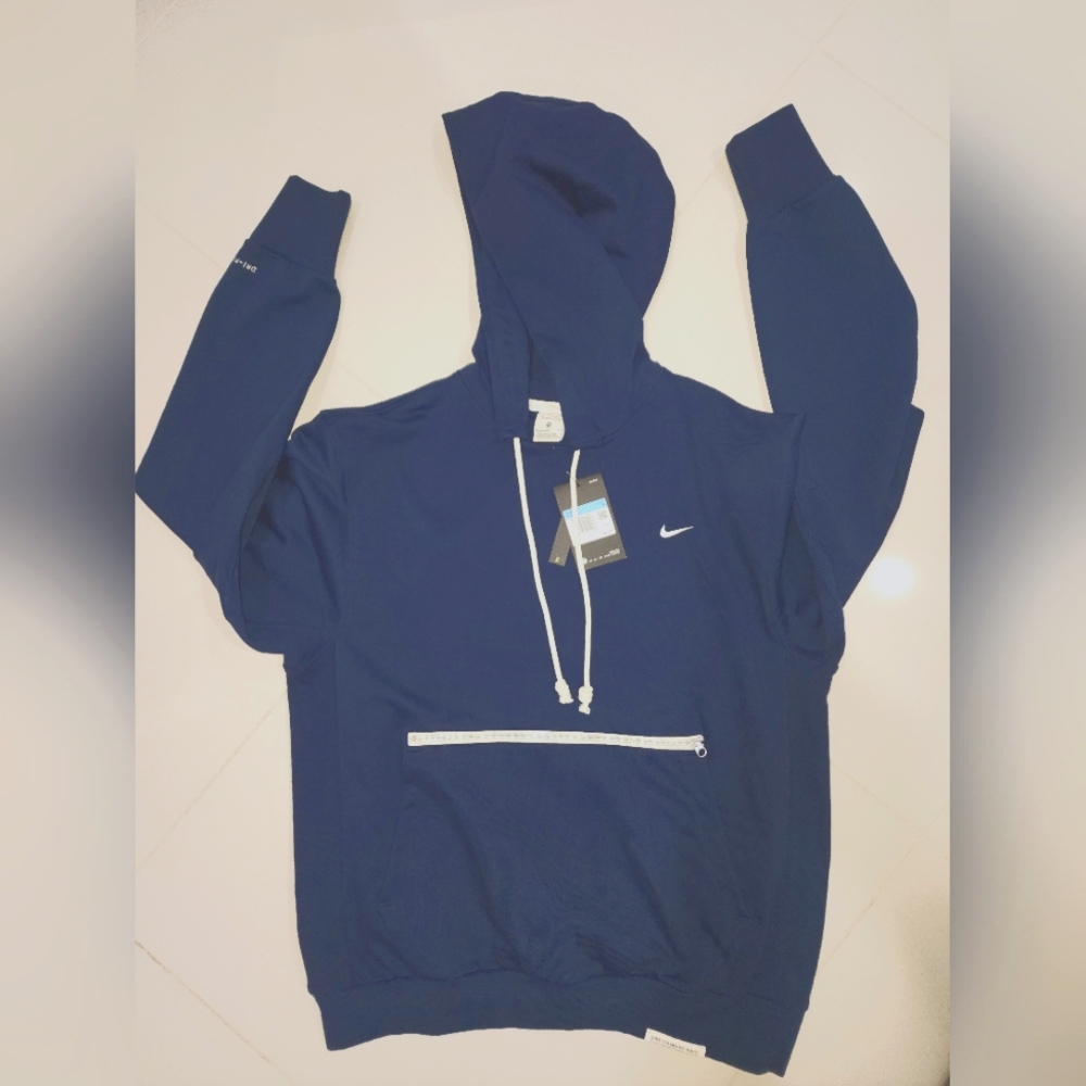 Nike Dri-Fit Hoodie w/ zipper pouch Navy blue / Off-white Cream